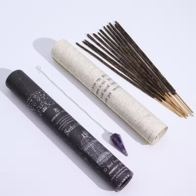 4x Ancient Witch Spell Incense - Seduction - Amethyst Pendulum