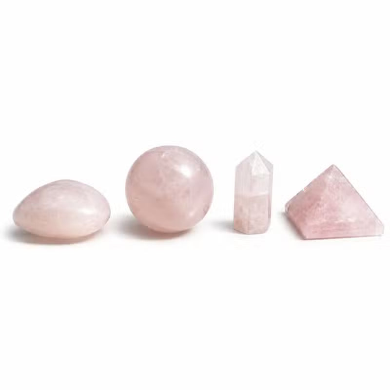 12x Rose Quartz Gemstone Retail Display Pack - Assorted Shapes