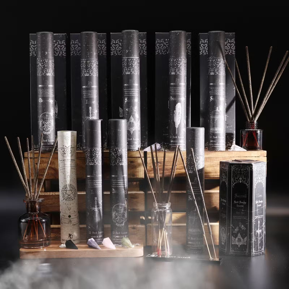 4x Ancient Witch Spell Incense - Prosperity - Aventurine Pendulum