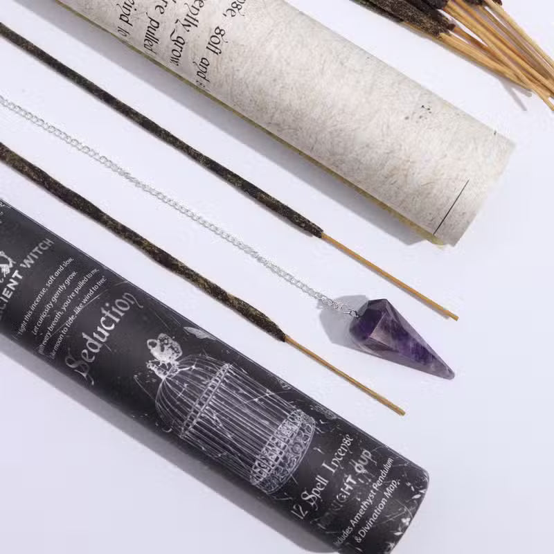 4x Ancient Witch Spell Incense - Seduction - Amethyst Pendulum