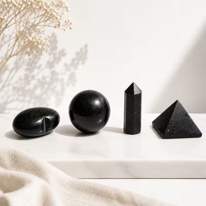 12x Black Tourmaline Gemstone Retail Display Pack - Assorted Shapes