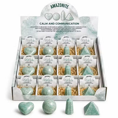 12x Amazonite Gemstone Retail Display Pack - Assorted Shapes