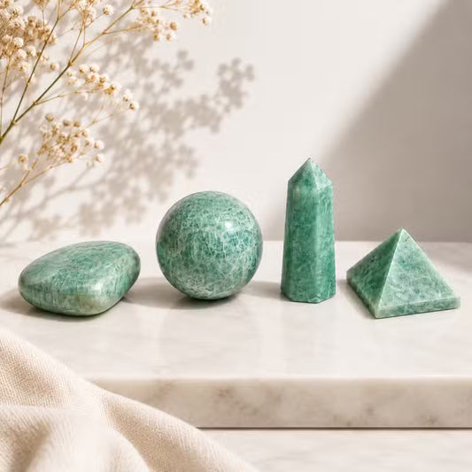 12x Amazonite Gemstone Retail Display Pack - Assorted Shapes