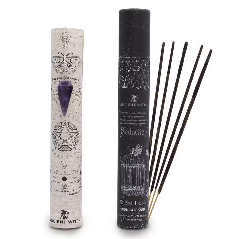 4x Ancient Witch Spell Incense - Seduction - Amethyst Pendulum