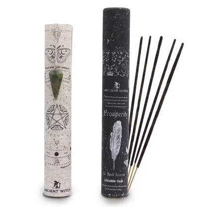 4x Ancient Witch Spell Incense - Prosperity - Aventurine Pendulum