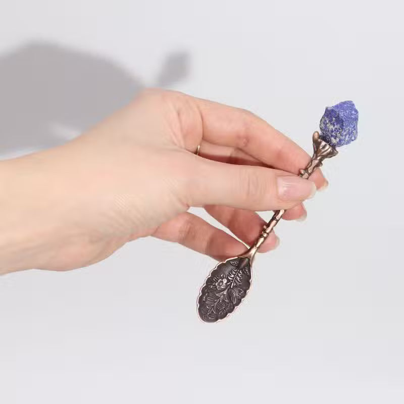Set of 7 Bronze Gemstone Crystal Witch Spoons